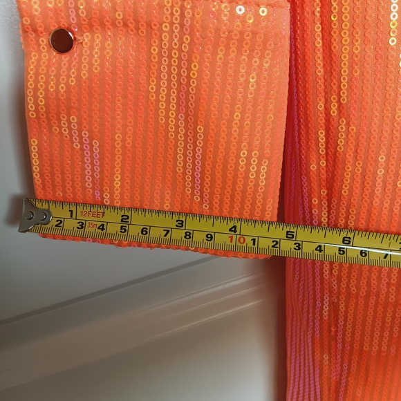 House of Harlow 1960 Shimmering Sequin Orange Long Sleeve Dress - Picture 8 of 11